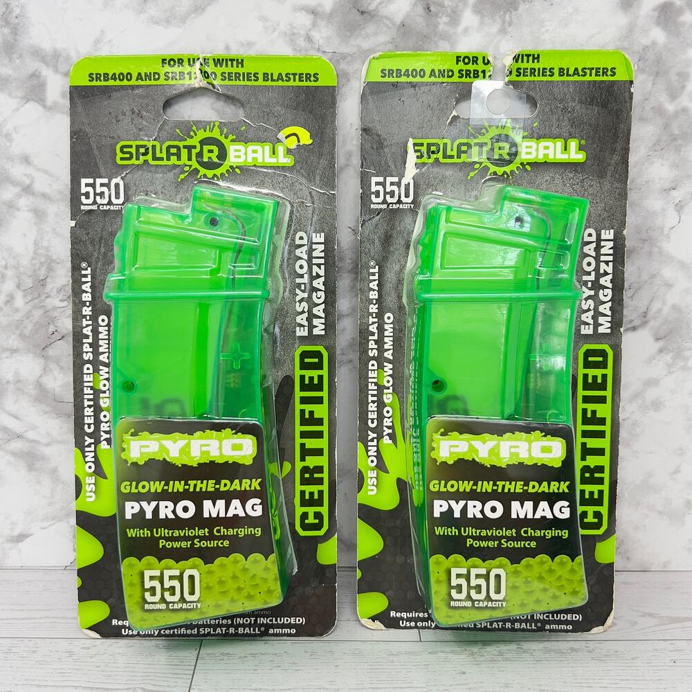 2 pk Splat R Ball Pyro Magazine 550 Round Glow in Dark Green SRB400 SRB1200